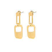 Bronze double drop geometric cube earrings